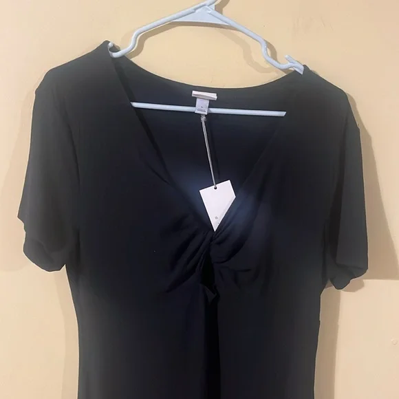 NWT A New Day Black Midi Dress with Front Twist Cutout - Picture 2 of 6